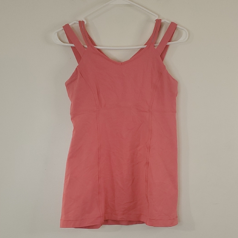 Lululemon Strappy Tank Top Size 8 Pink Reflective Womens